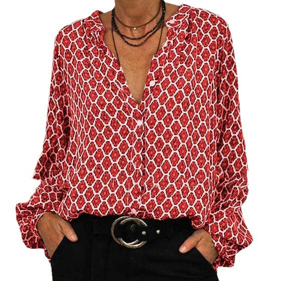 Kalix™ I Elegante Gedessineerde Blouse